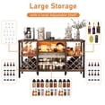 thumbnail image 3 of Blotout-Liquor Cabinet with Outlet & 16,000 Color Lights, Rustic Bar Cabinet with Removable Wine Rack, Coffee Bar Cabinet with Storage for Kitchen, Dining Room, Living Room(Grey), 3 of 11