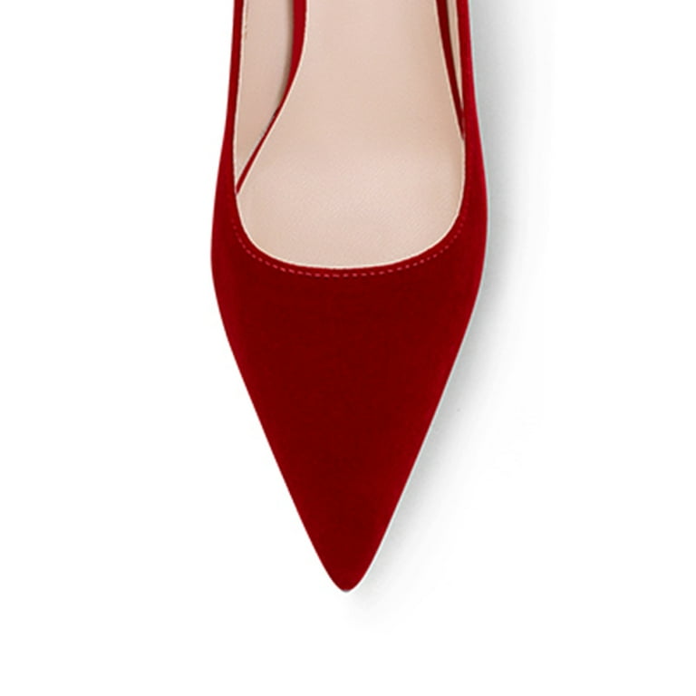pretty woman red dress shoes FSJ Women Graceful Pointy Closed Toe Slip On Pumps Shiny Glitter High Heel  Sexy Banquet Formal Event Bridal Dress Shoes Size 5 Red