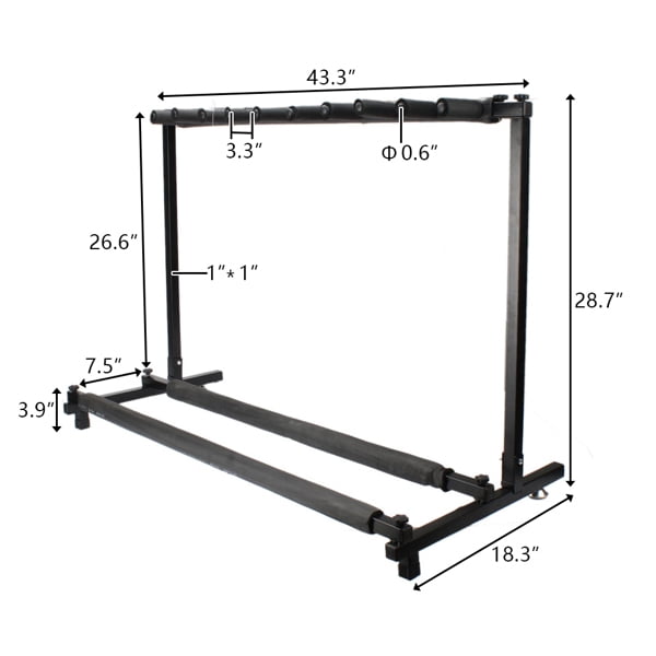 Alvantor Triple Folding Multiple Guitar Rack Stand Iron Frame with Protective Neoprene Tubing Holds Up to 9 Guitars Black