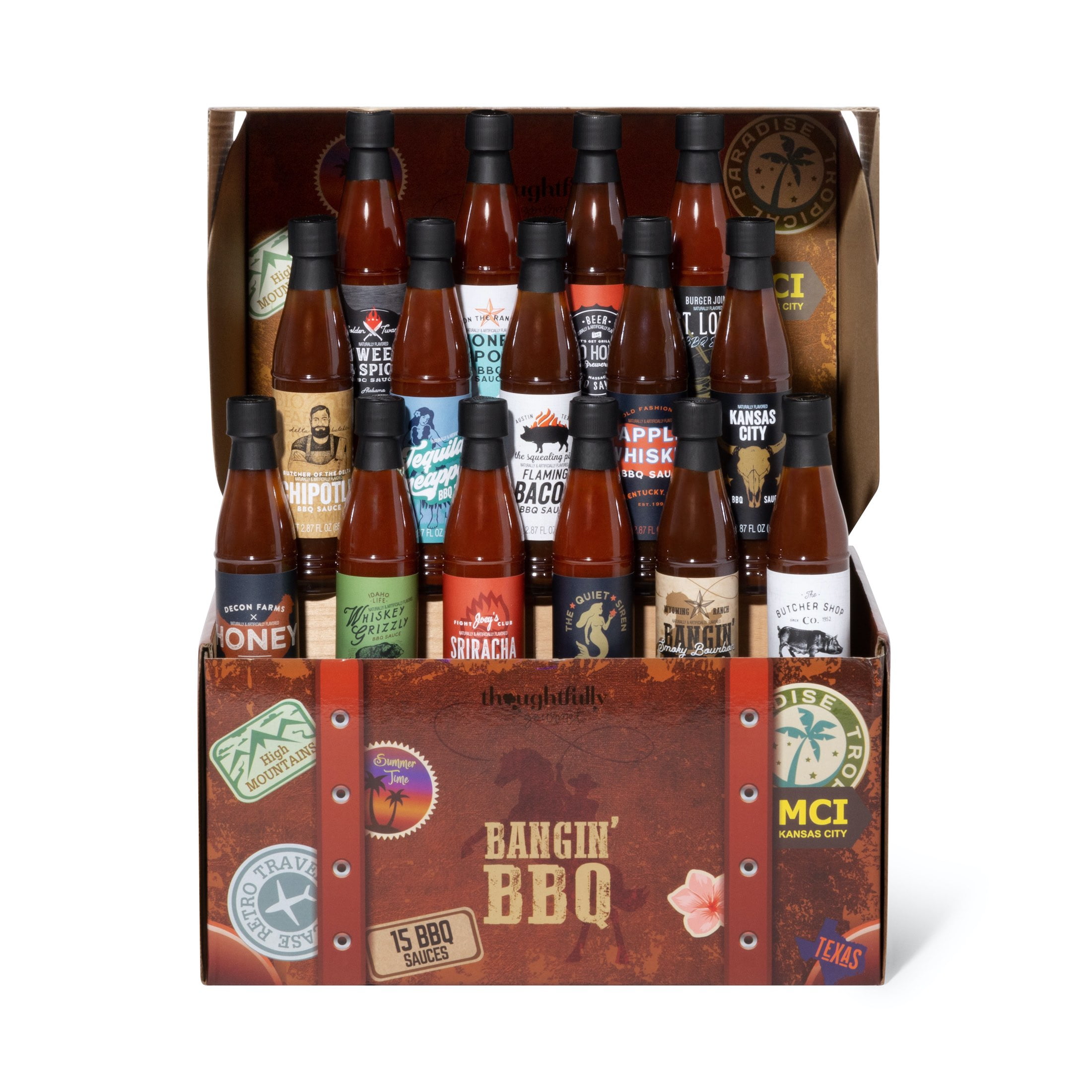 Thoughtfully Gourmet, Bangin' BBQ Sauce Variety Pack in a Travel Themed