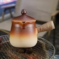 thumbnail image 1 of Tetera de cerámica tradicional con tapa, calentador de leche con colador de té de 24 con mango en cuerda para casa de té, cocina y hogar , marrón BLESIY Tetera, 1 of 8