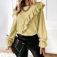 thumbnail image 5 of Sonducket Blusa de mujer de Color sólido de estilo informal, camisa ajustada para niña, fiesta, banquete, viajes, senderismo, ropa de manga larga Prendas para la parte del cuerpo Albaricoque Sonducket AP013085-04, 5 of 5