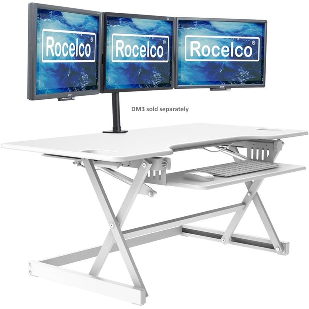 Pemberly Row 46" Large Height Adjustable Standing Desk Converter - White
