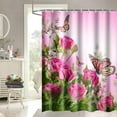 thumbnail image 3 of Butterfly Floral Shower Curtain 72 x 72 Inch, Pink Rose Blossom Shower Curtain Spring Romance Flower Bouquet Shower Curtain Bathroom Decor, Polyester Fabric Waterproof with Hooks, 3 of 6