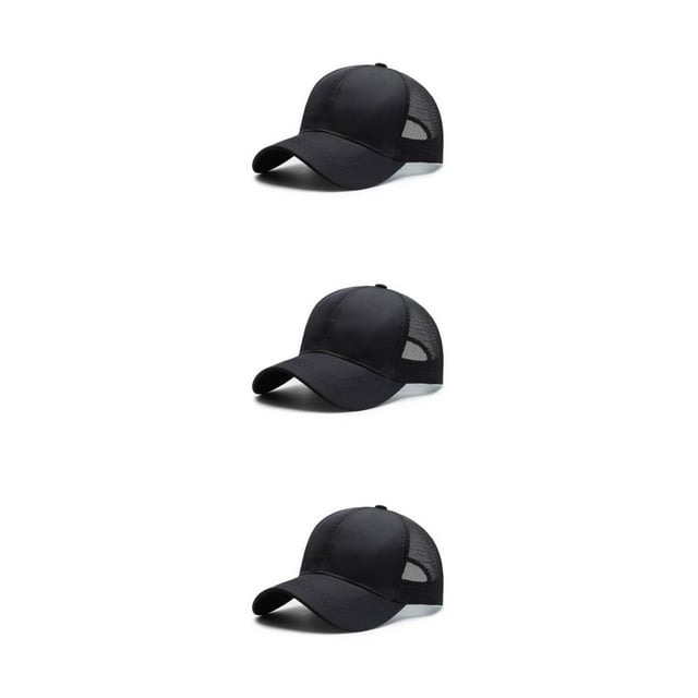 Baohd Chapeau Brodé 3D pour Homme avec Boutons-Pression, Bretelles Réglables, Protection Solaire, Respirant, Confortable, Noir 3Set