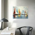 thumbnail image 3 of GOSMITH Colorful sailboats Wall Art Painting: Abstract Boats Reflection Artwork Calm Water Canvas Picture for Living Room, 3 of 4