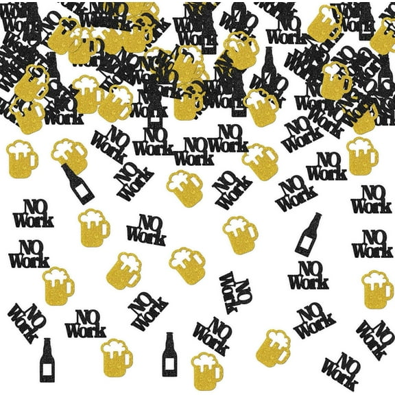 120pcs Retirement Party Decorations Black Gold Happy Retirement Confetti, Men and Women’s Birthday Party Table Scatter Confetti Decorations