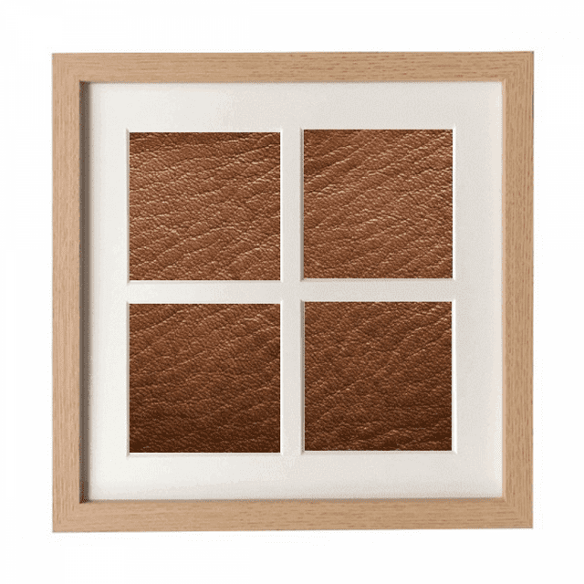 Cadre Design en Cuir Marron pour Mur Ou Table avec 4 Ouvertures pour Photos