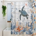thumbnail image 3 of Oceans Shower Curtain, 72" x 72", Coastal Orange Blue Sea Turtles Starfish Wood Gradient Waterproof Bathroom Curtain Washable Shower Curtain Set with 12 Hooks, 3 of 8