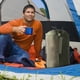 thumbnail image 2 of Sleeping bag liner, compression sack, waterproof nylon, lightweight camping gear, army green., 2 of 5