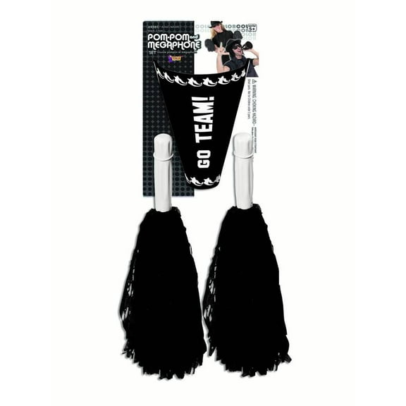 Forum Novelties Cheerleader Pom Pom & Megaphone Costume Accessory Set: Black One Size Unisex