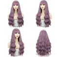 thumbnail image 3 of Pelucas moradas largas para mujeres de aspecto ondulado natural con flequillo pelucas rizadas rizadas pelucas resistentes al calor para el cosplay de fiesta diaria esquí esquí Gafas de esquí, 3 of 5