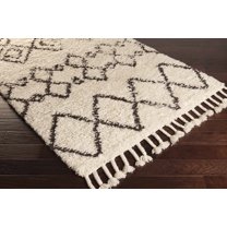 Hauteloom Lothian Wool Living Room, Bedroom Area Rug - Bohemian/Global - Plush Pile - Charcoal, Ivory - 2' x 3'