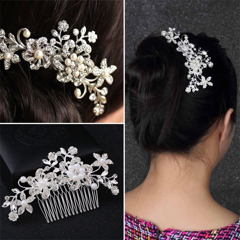 Bridal Wedding Crystal Diamante Pearl Flower Hair Pins Clips Grips Free Delivery 
