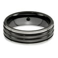 thumbnail image 4 of Grey Titanium Ring Band Wedding Grooved Diamond Round, 4 of 7