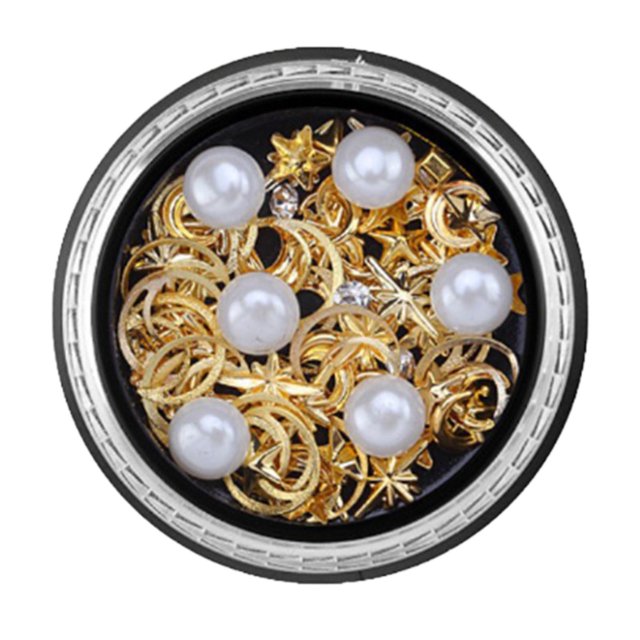 WIFKLSIIPG Nail Star Moon Jewelry Nail Sequin Jewelry Metal Star Cutout Moon Rhinestone Mix