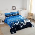 thumbnail image 2 of Girly Eiffel Tower Comforter Set Queen,Glitter Paris Bedding Set for Women,Blue Black Romantic Gradient Diamond Duvet Insert Home Room Decor,Sparkles Sequins Quilt Comforter with 2 Pillow Shams, 2 of 6