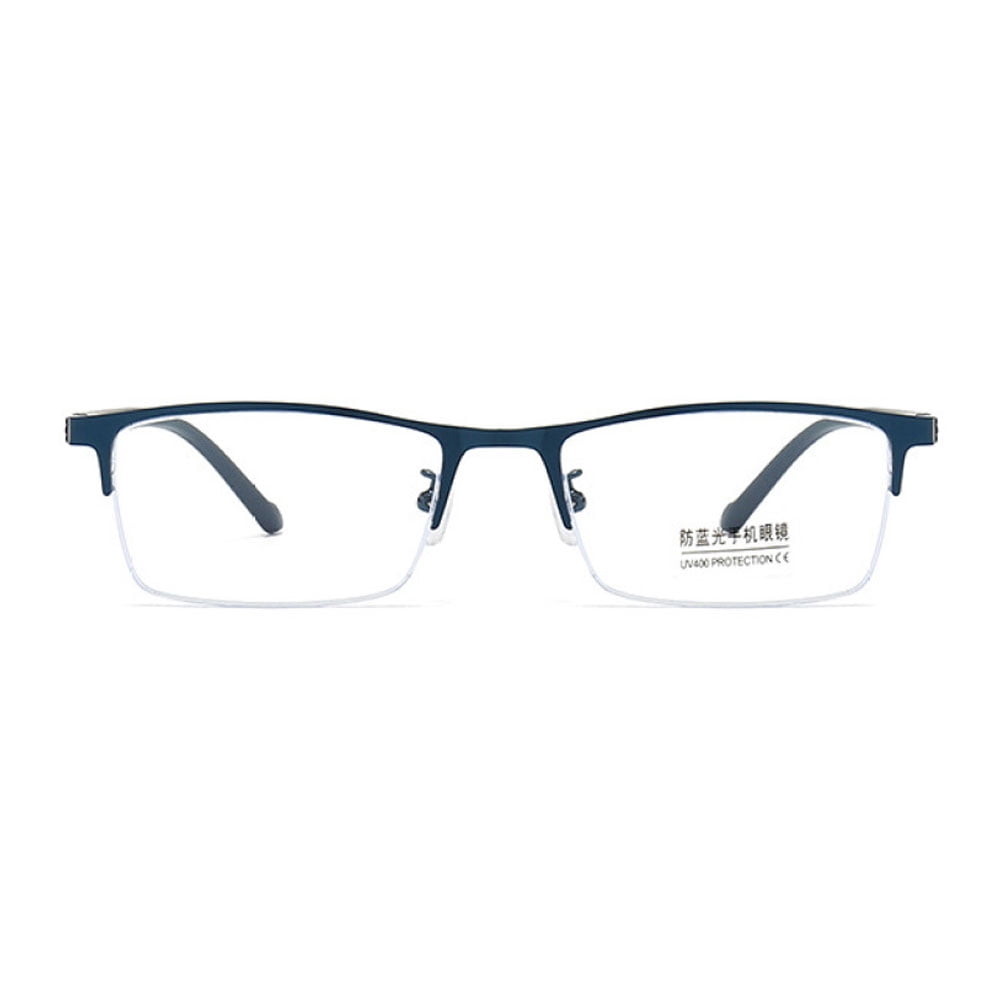 3 Pairs of Blue Light Blocking Flexible Reading Glasses 2.50 for Men, Blue Business Lightweight Retro Half Rim Metal Readers +2.50