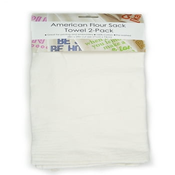 Craft Basics Cotton American Flour Sack Towel 2 Count (White)