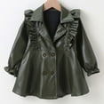thumbnail image 5 of Baby Girl Leather Motorcycle Jacket Cute Ruffle Spring Fall PU Coat Children's Fashion Long Dress Faux Leather Long Sleeve Skirt Coat Girl's Versatile Top, 5 of 7