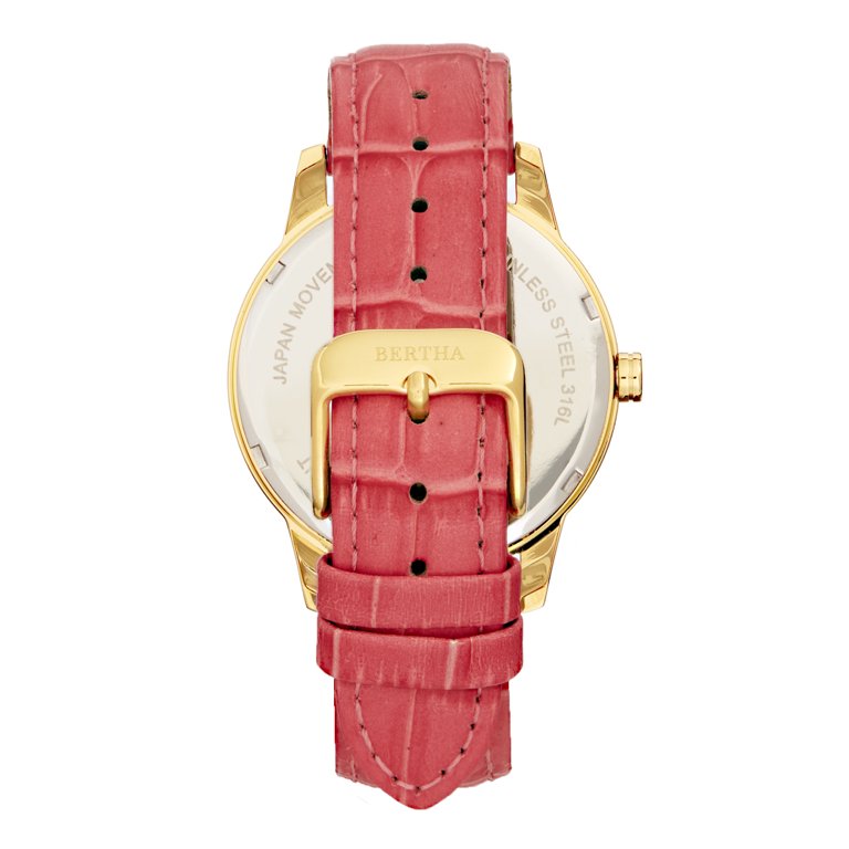 Bertha Prudence Leather-Band Watch - Pink - Walmart.com display picture 1