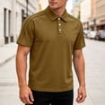 thumbnail image 2 of Yifymode Polo Shirts for Men Dry Fit Golf Polos Pleated Short Sleeve Button Up Shirt Plus Size Summer Cotton Athletic Tshirts,Brown L, 2 of 7