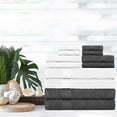 thumbnail image 2 of Ample Décor Bathroom Towel Set of 12- 4 Bath Towel, 4 Hand Towel, 4 Washcloths - Machine Washable - White & Grey, 2 of 5