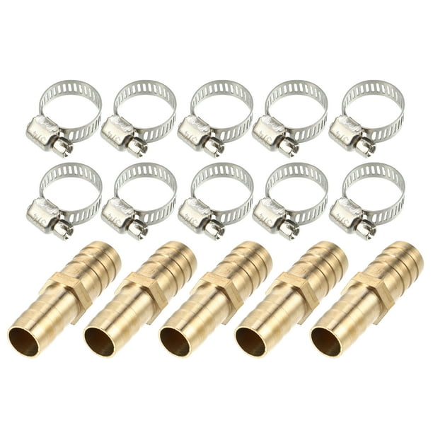 Unique Bargains 5 juegos de 14-16 mm para manguera, tubo de púas, conector de montaje de manguera de cobre con abrazaderas