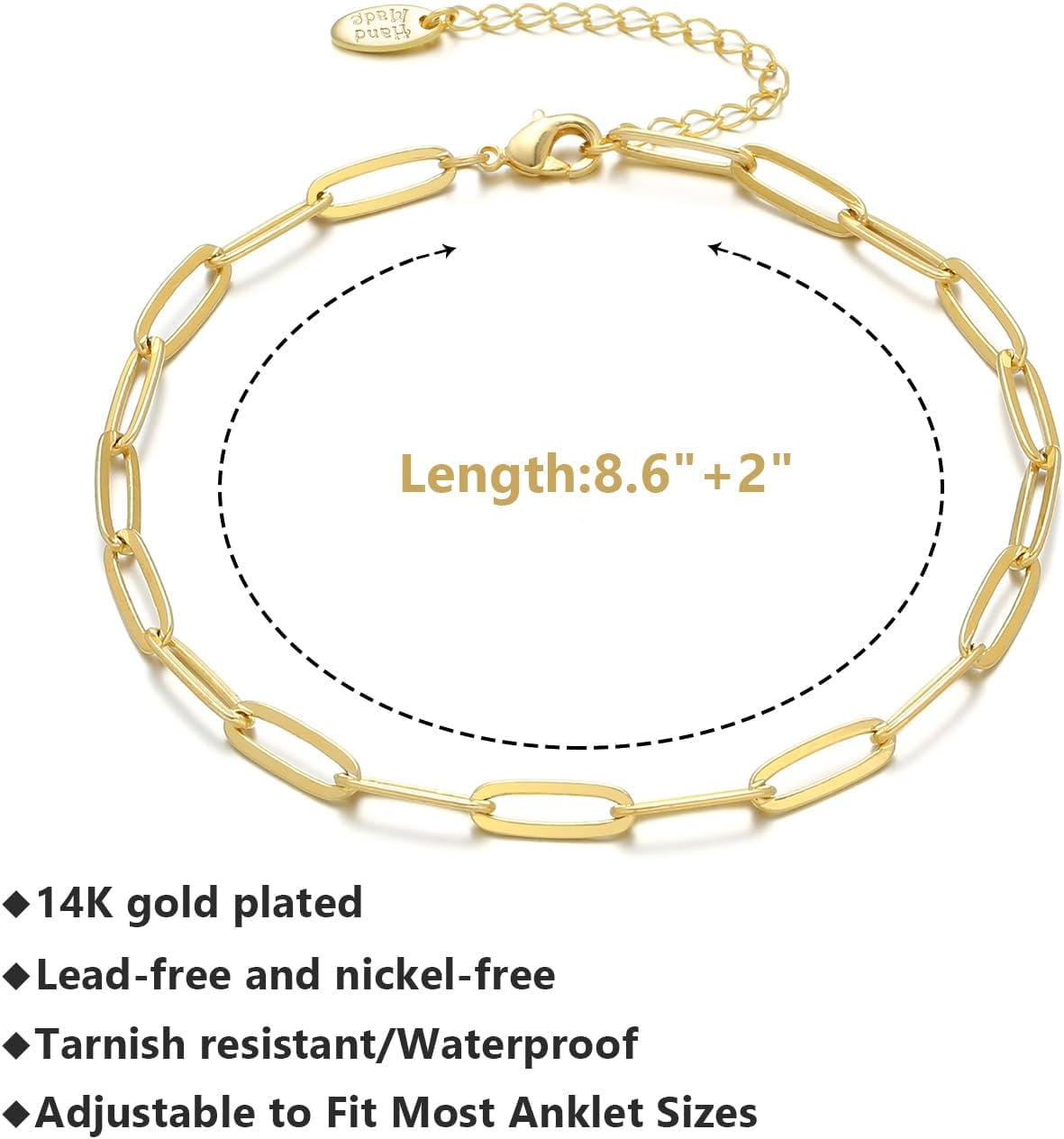Anklet For Women, 14K Gold Plated Waterproof Summer Beach Boho Foot Chain Adjustable Dainty Foot Jewelry For Woman[o7151]