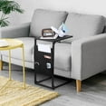 thumbnail image 3 of C Shaped End Table, Set of 2 Slide Under Sofa Side Table with Storage Bag, TV Tray for Living Room Bedroom, Couch Table Small Side Table for Couch Recliner Black, 3 of 10