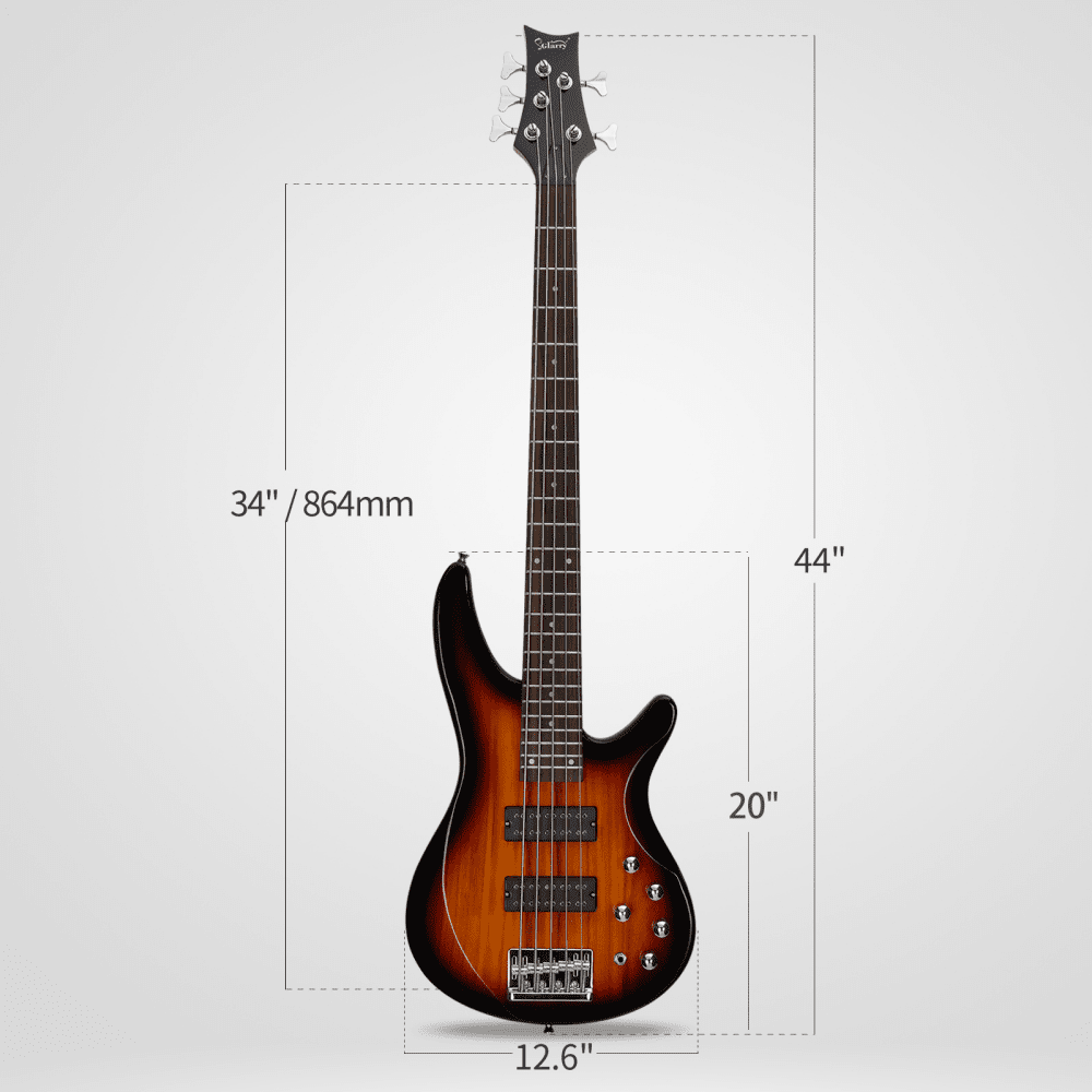 Tcbosik 5 String Electric Bass Guitar, Right Handed Beginner Kit with Bag, Strap, Amp Wire, Plectrum and Wrench Tool for Youth & Adult, Sunset Color