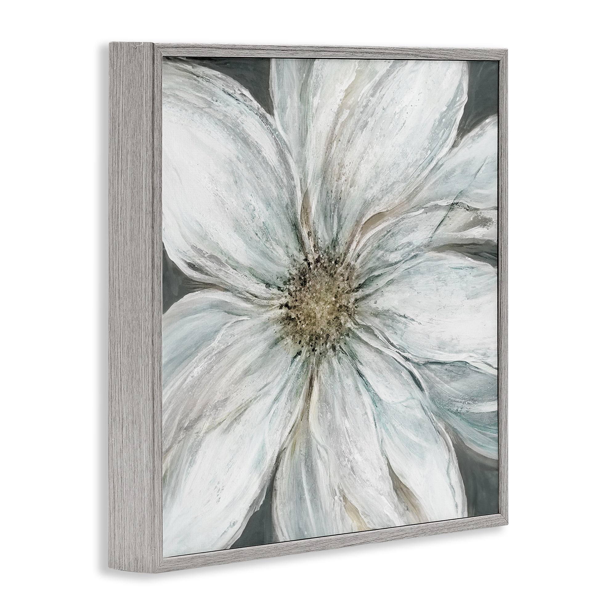 Stupell Industries Large White Flower Closeup Gray Framed Giclee Art, design by Carol Robinson
