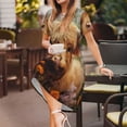 thumbnail image 3 of Disketp Cute Floral Cow para Vestido de Manga Corta para Mujeres, Vestidos de Verano para Mujeres, Casual y Holgado para la Playa, 3 of 6