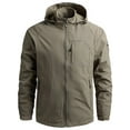 thumbnail image 1 of Chaqueta de hombre impermeable abrigo de lluvia chaqueta de secado rápido abrigo al aire libre otoño invierno con capucha cortavientos, 1 of 3