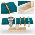 thumbnail image 4 of Exhibidor de relojes de madera, soporte para pulseras con barra en T de terciopelo verde, organizador de joyas, soporte con colgantes extraíbles para brazaletes y tobilleras., 4 of 9
