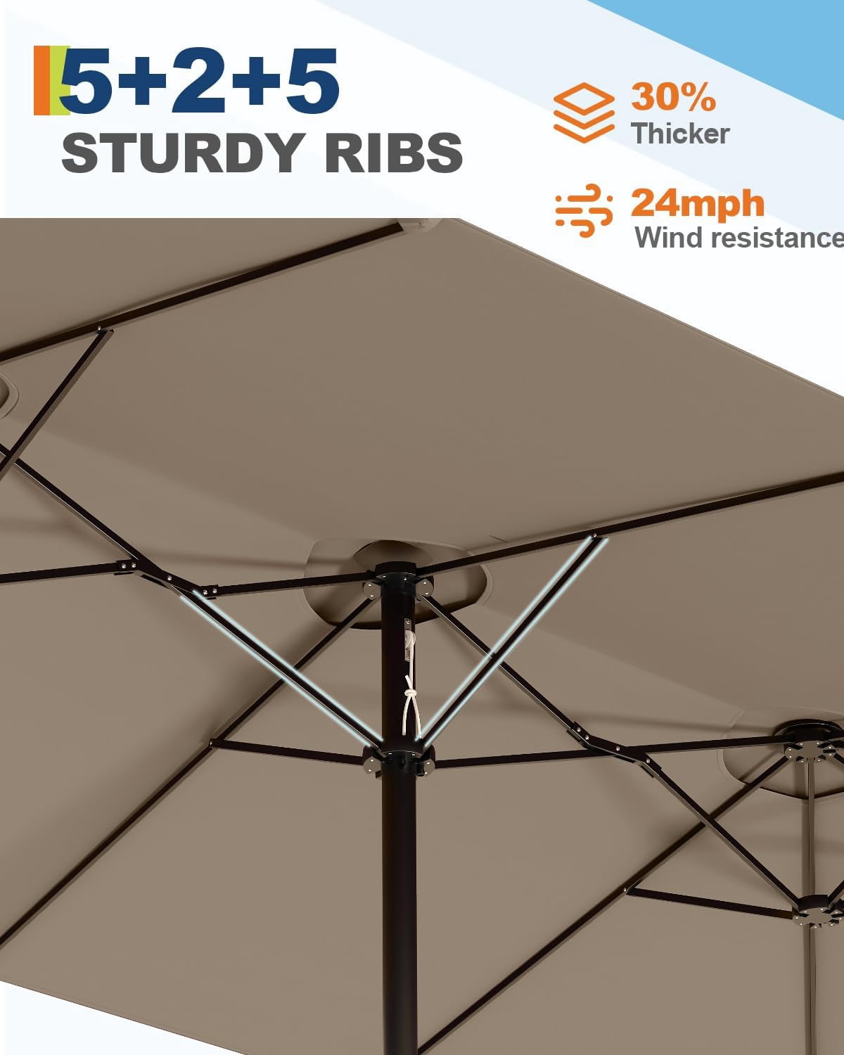 15ft Patio Umbrella with Base,Large Outdoor Double-Sided Rectangle Umbrella with Crank Handle, Market Umbrella for Poolside Garden Deck Backyard Beach Pools