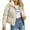White, variant on IDOPIP Cropped Puffer Jacket for Women Long Sleeve Lightweight Zip Short Jacket Coat with Pockets