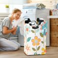 thumbnail image 5 of Yayeee Freestanding Laundry Hamper with Handle Collapsible Large Storage Basket for Clothes, Orange Retro Flower, 5 of 7