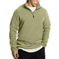 thumbnail image 4 of WTOBBY Men's Stand Collar Half Zip Fleece Sweatshirt, Plush Lined Winter Pullover for Cold Weather, Thermal Comfort Fit,Green XL, 4 of 6