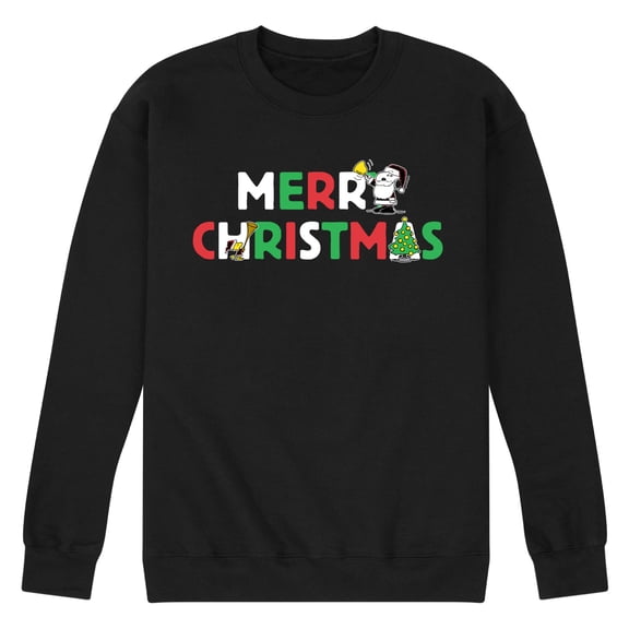 Peanuts - Snoopy and Woodstock Merry Christmas Men's Graphic Fleece Sweatshirt