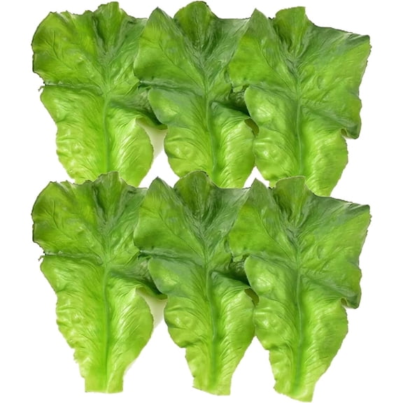 HUIANER 6-Pack Artificial Lettuce Leaves - Realistic Vegetable Model for Decor