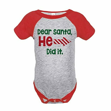 

7 ate 9 Apparel Funny Kids Santa Christmas Red Baseball Tee