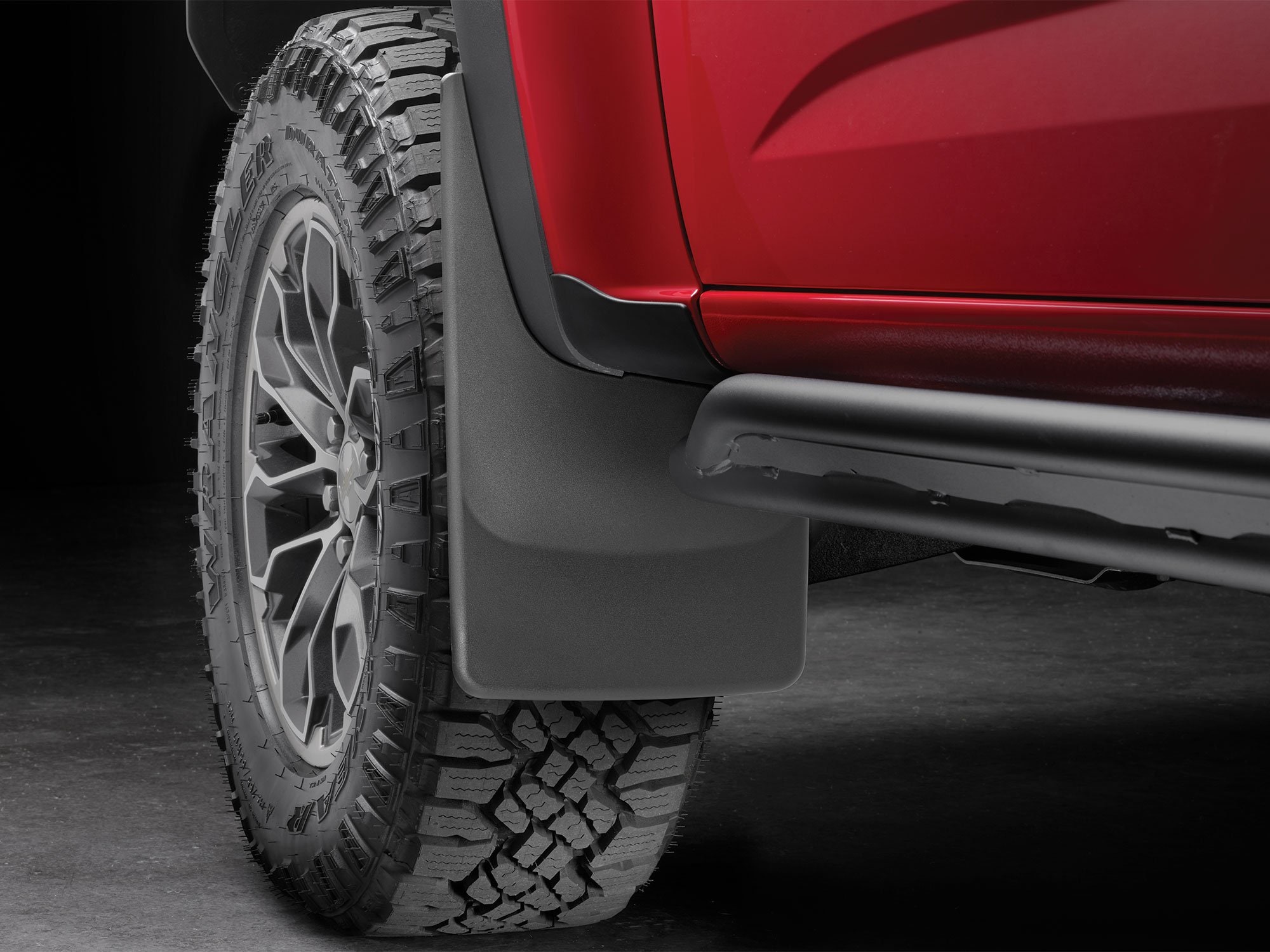 WeatherTech Custom No Drill Splash Guard MudFlaps compatible with 2017-2022 Chevrolet Colorado, Front Pair - Black