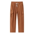 thumbnail image 5 of YABCSAZ Mens Corduroy Cargo Pants Straight Leg Multi Pocket Joggers Elastic Waist Drawstring Casual Work Trousers Loose Fit Cotton Blend Outdoor Streetwear Pants with Pockets, 5 of 10