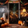 thumbnail image 3 of Giant Halloween Door Cover, Festive Holiday Outdoor Indoor Decorations for Porch Wall Window Party Supplies, Halloween Decor (H), 3 of 5