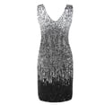 thumbnail image 2 of PrettyGuide Sleeveless Women's Vintage Sequin Dress V Neck Bodycon Mini Fit and Pencil Glitter Party Clubwear Silver & Grey & Black, 2 of 6