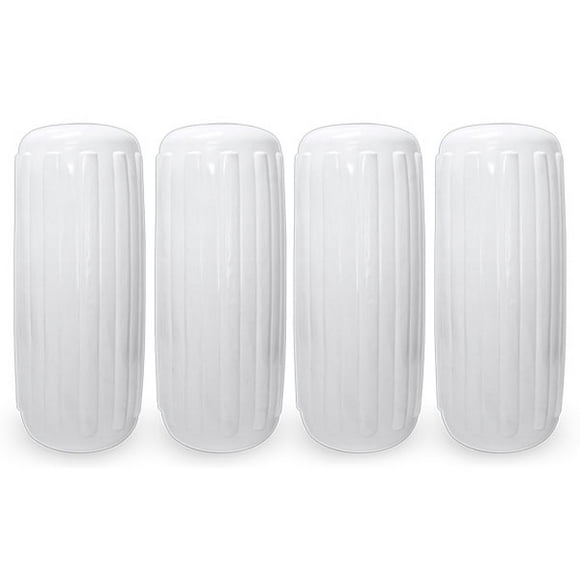 NEH Trou Central Nervuré pour Bateau Ponton Garde-Boue 10 Pouces x 28 Pouces 4 Pcs Pare-Chocs d'Amarrage Gonflables en Vinyle Garde Quai Amarrage - Blanc