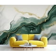 thumbnail image 3 of Modern Emerald Green Rendered Marble Wallpaper, Abstract Gold Foil Art Wall Mural Poster Removable Mural Large 3D Wallpaper Home Decor For Bedroom Living Room 59"W x 39.4"H (Not Peel and Stick), 3 of 6