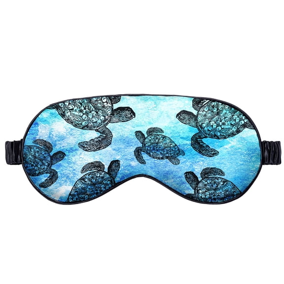 WIRESTER Silk Sleep Eye Mask for Sleeping With Adjustable Strap, Blackout Sleep Mask, Blindfold Night Eye Masks for Women Men Adults Kids - Ocean Sea Turtles