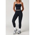 thumbnail image 3 of AEXTO Two Piece Color Block Womens Workout Sets Cross Back Tank Top Matching High Waist Leggings Sets Gym Outfits Activewear, 3 of 5